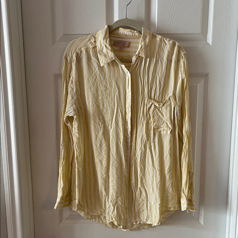 Philosophy Yellow and White Striped Shirt
